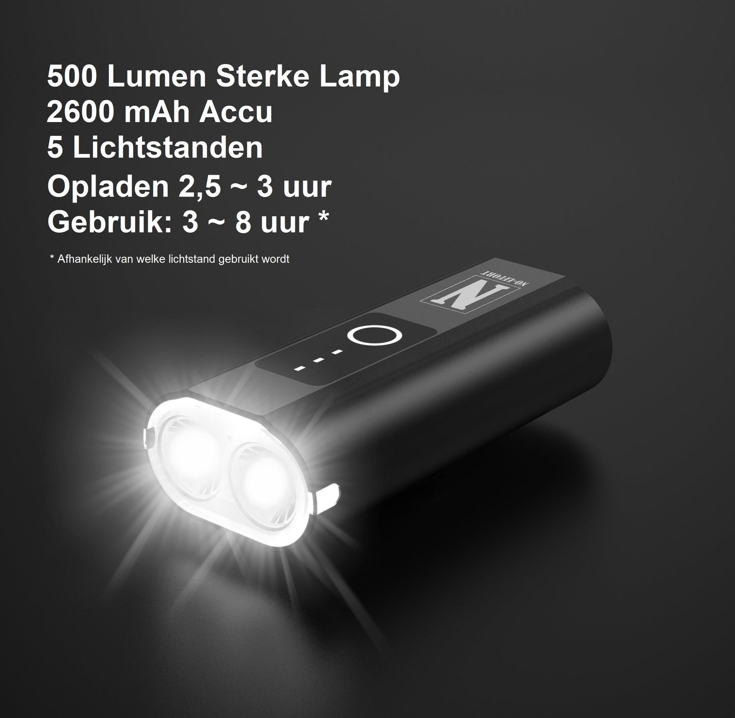 Fietsverlichting set - 500Lumen - 2600 mAh