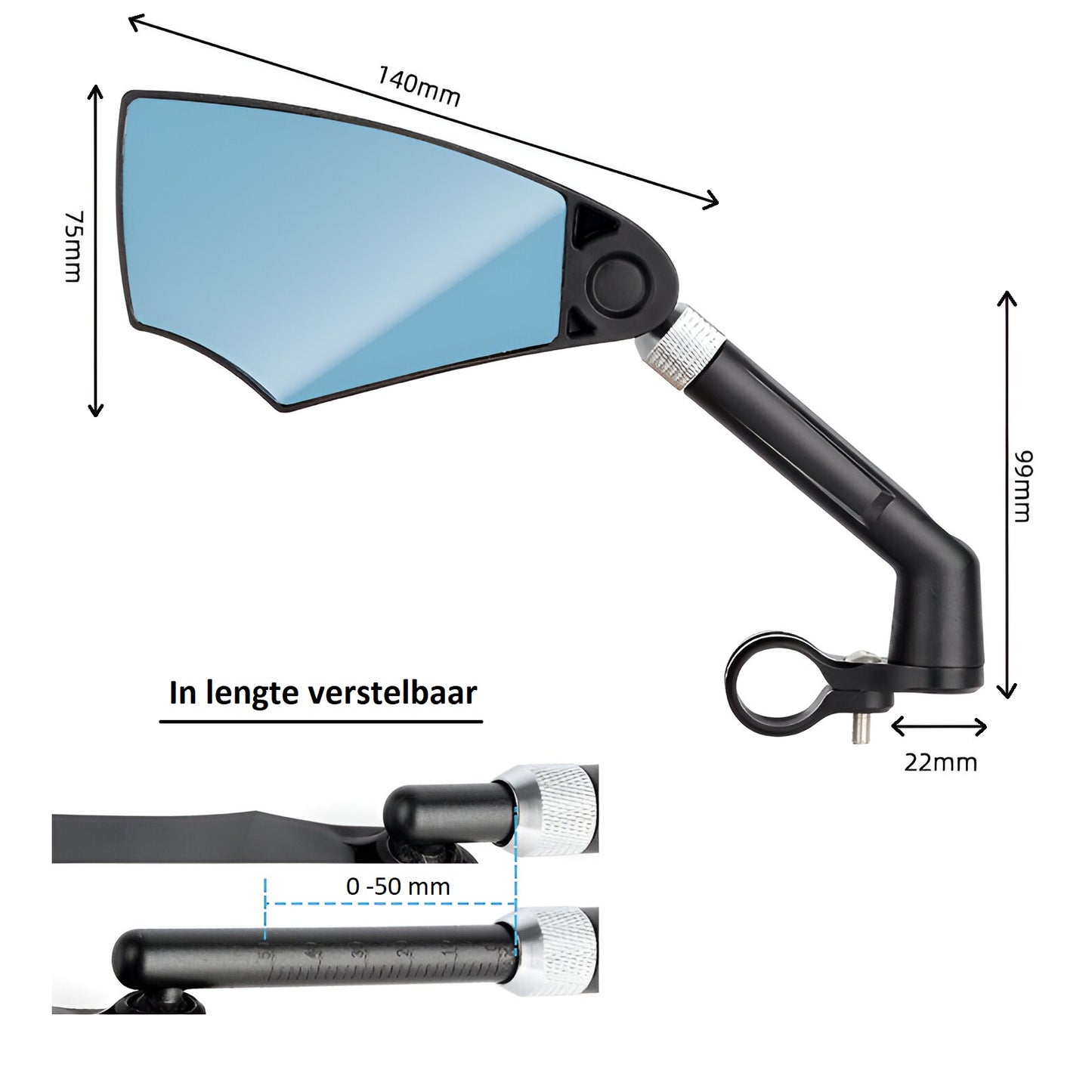 Uitschuifbare Fietsspiegel